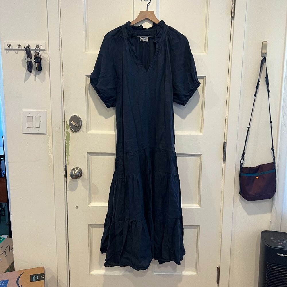Navy Blue Cotton Maxi Dress / Velvet (Brand) / L